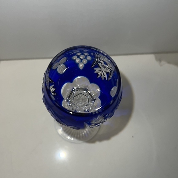 Schliff Schleuder Nachtmann Cobalt Blue Cut Crystal Tall Stem Sherry Cordial 5” - Picture 2 of 4